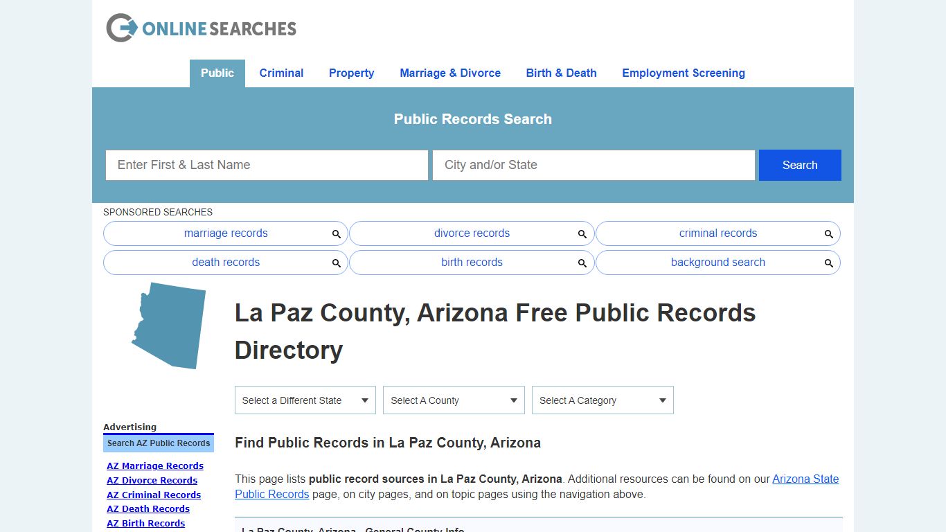 La Paz County, Arizona Public Records Directory