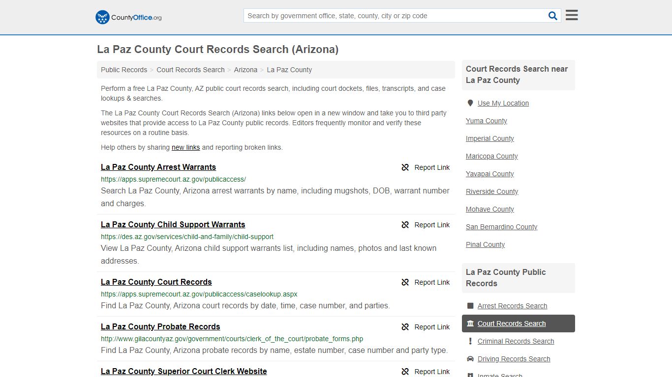 Court Records Search - La Paz County, AZ (Adoptions ...
